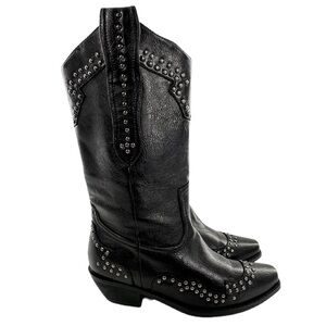 AD Tec western boots size 7.5 faux leather studded pull on western rodeo vegan